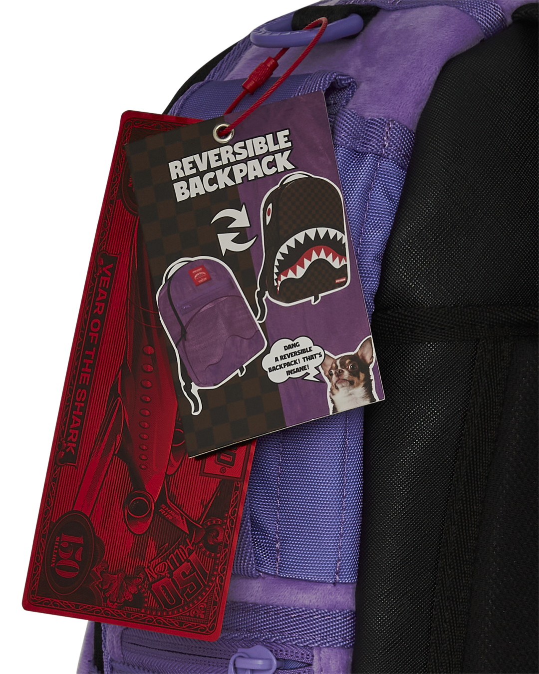 Limited Edition NOOO WAY A REVERSIBLE BACKPACK - PURPLE VELOUR TO OG SHARKS IN PARIS BACKPACK
