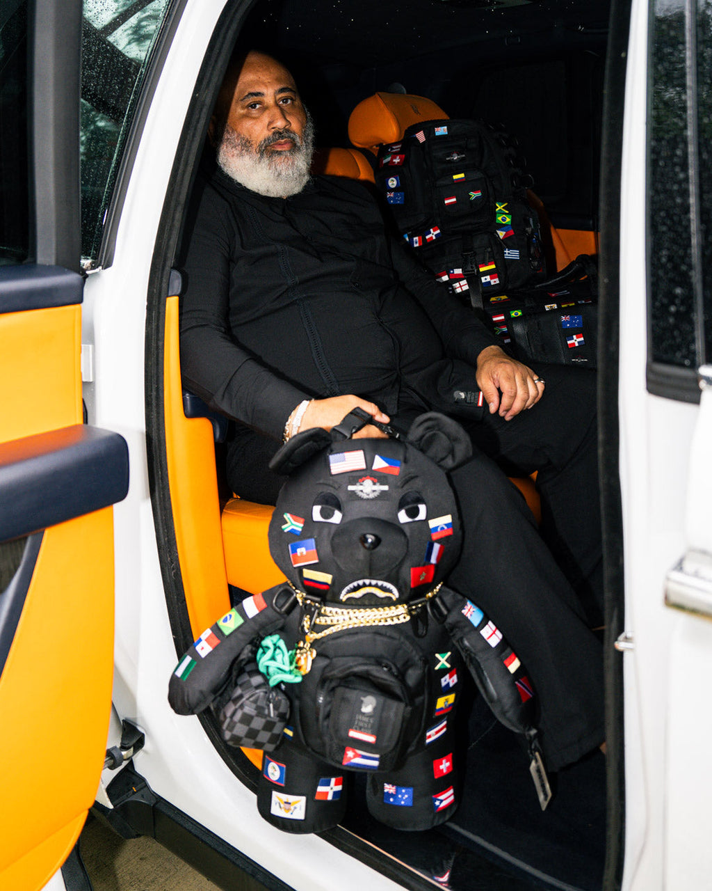 Limited Edition JAMES FIRST CLASS GLOBAL FLAGS MONEYBEAR BACKPACK